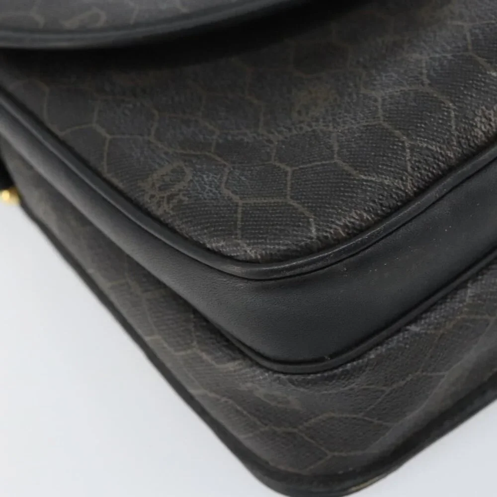 Authentic Christian Dior Honeycomb Canvas Shoulder Bag PVC Black Gold - Picture 6 of 16